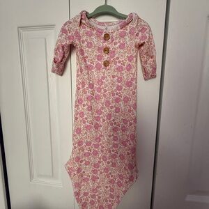 Caden Lane Pink and Orange Floral Baby Outfit